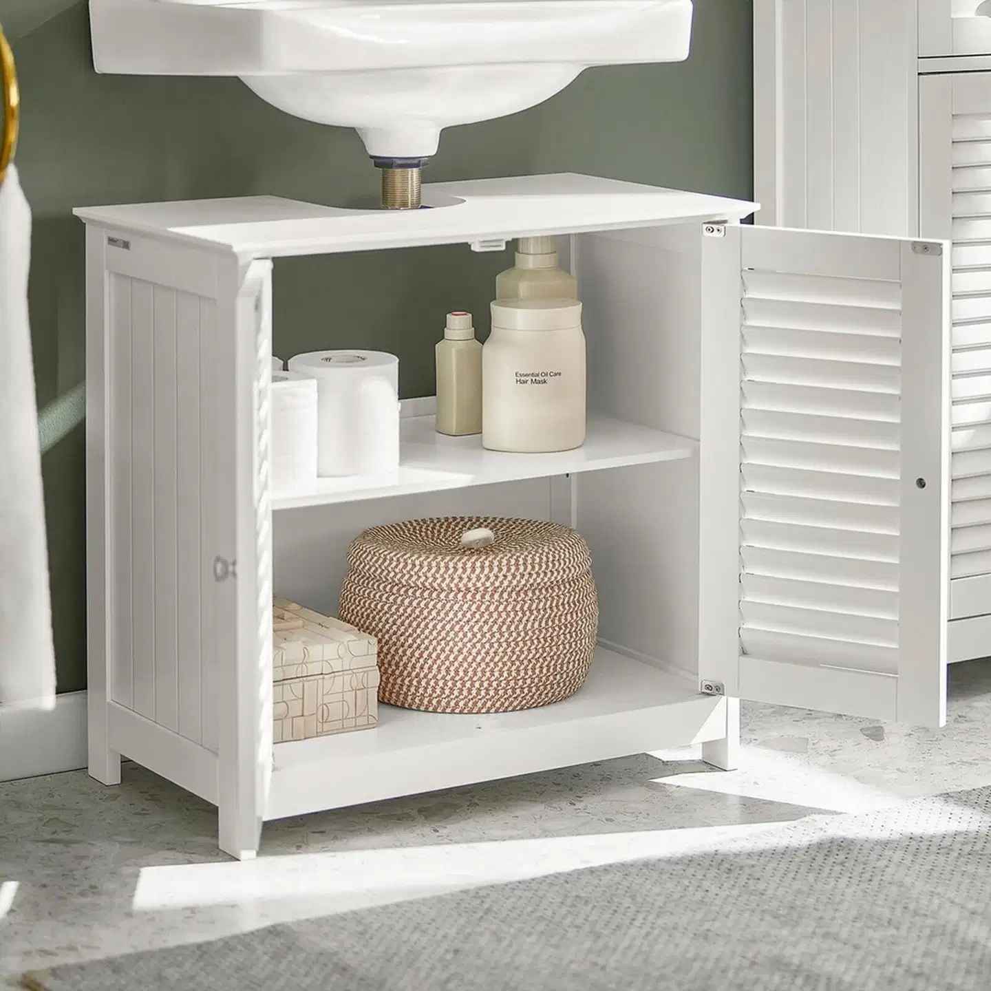 SoBuy pesuallaskaappi valkoinen FRG237-W - 5