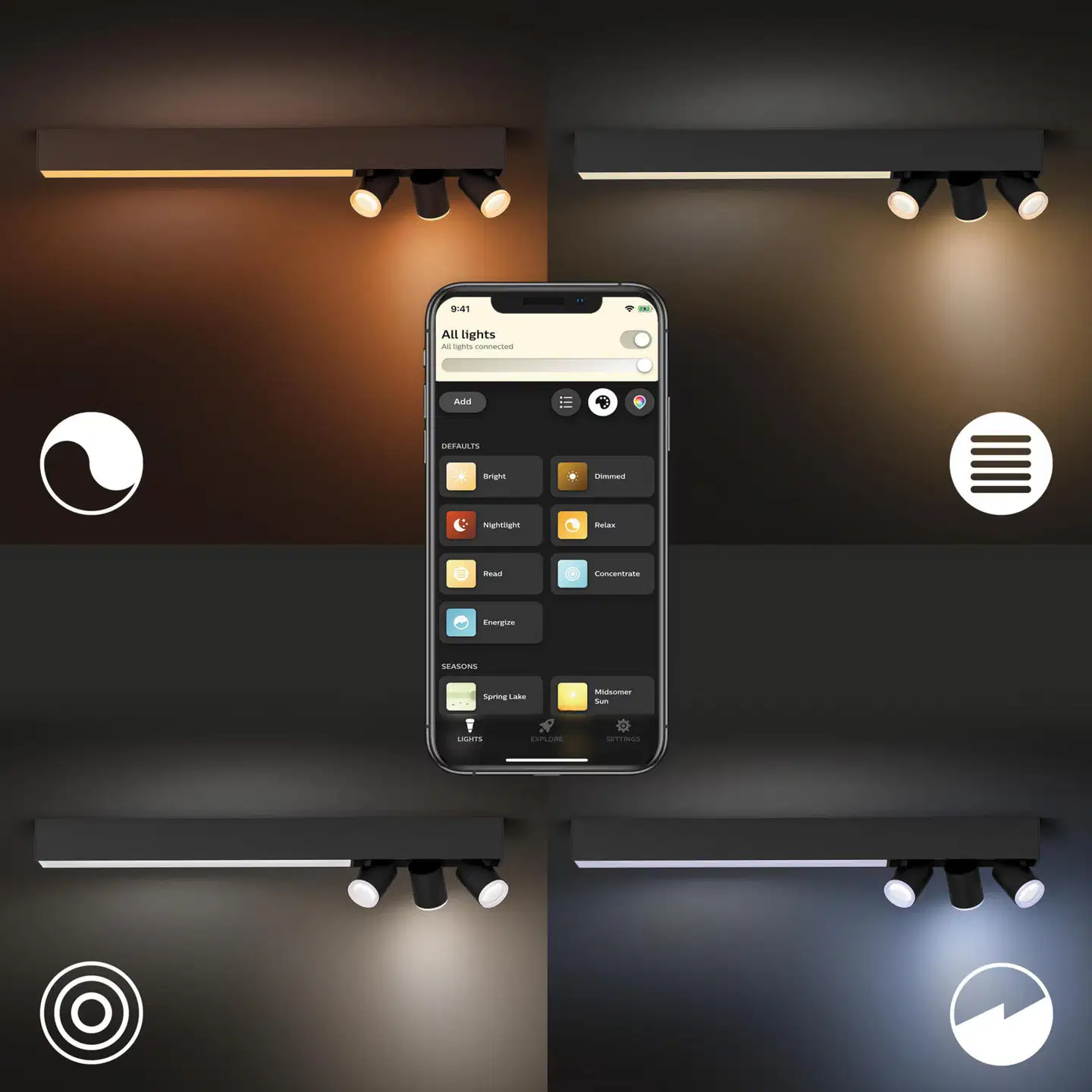 Philips Hue Centris -kattovalaisin kolmella kohdevalolla 36W 2000-6500K 3700LM musta - 8