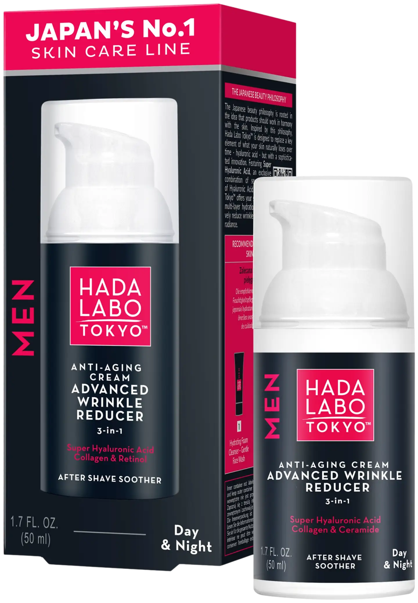 HADA LABO TOKYO MEN Anti-Aging Cream Advanced Wrinkle Reducer -kasvovoide 50ml - 2