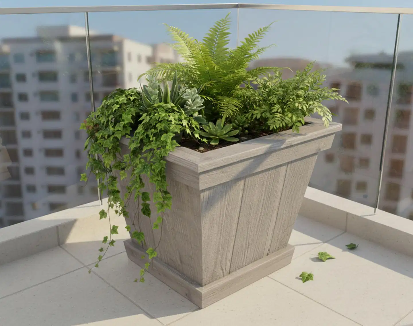 Miljöörakennus kartioruukku vaalean harmaa 40 cm - 4