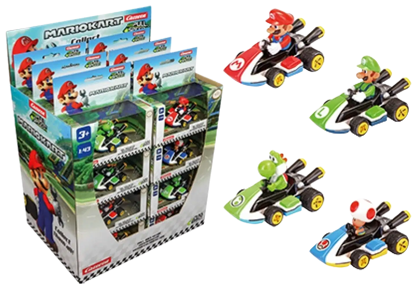 Nintendo pikkuauto Mario Kart™ Pull&Speed, erilaisia