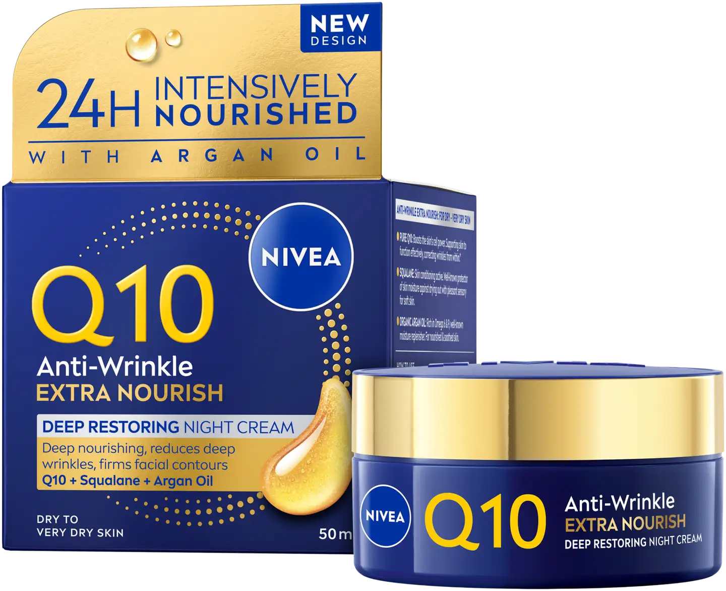NIVEA 50ml Q10 Anti-Wrinkle Extra Nourish Deep Restoring Night Cream -yövoide - 2