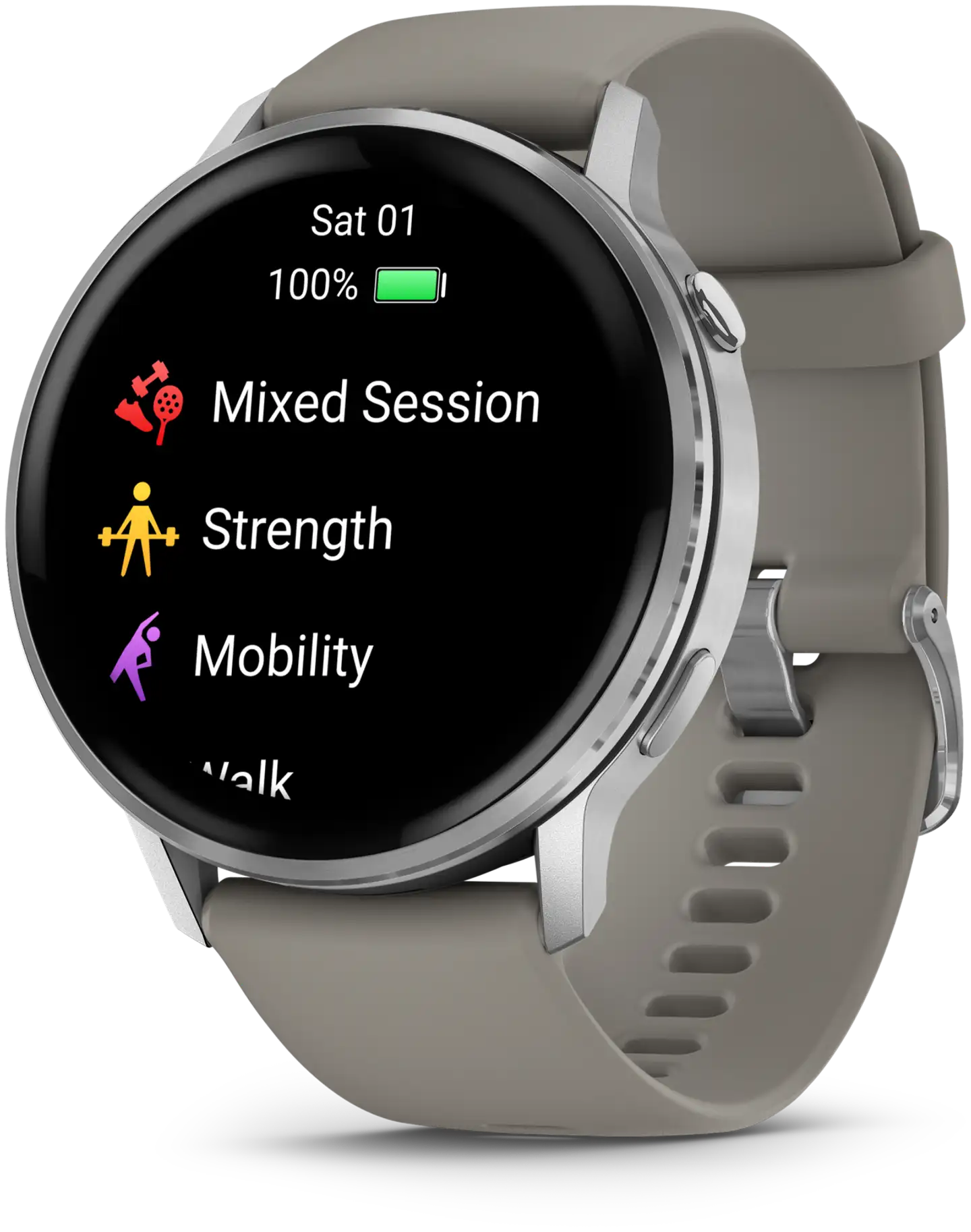 Garmin älykello Venu 4 – 45 mm, hopeanvärinen ja hopeanharmaa silikonihihna - 2
