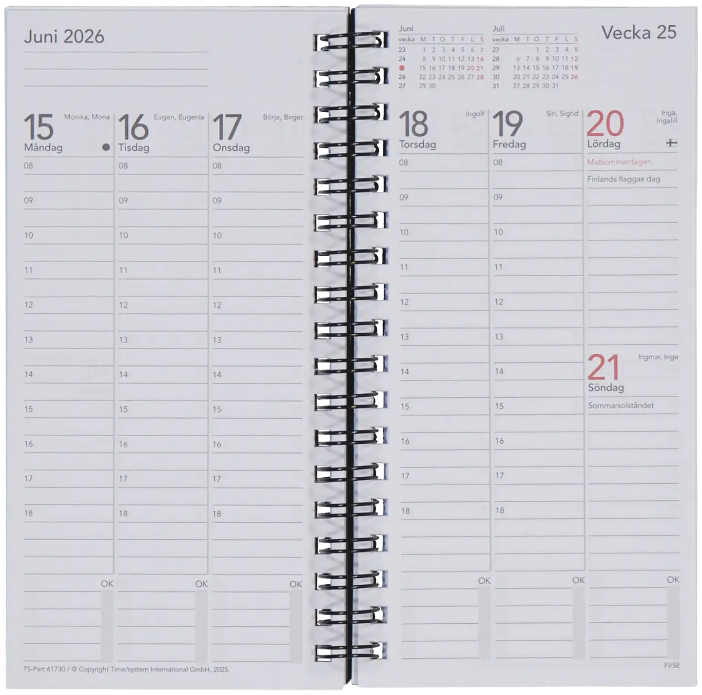 TimeSystem Pocket Minne Fickkalender 2026 svart (ruotsinkielinen taskukalenteri) - 2