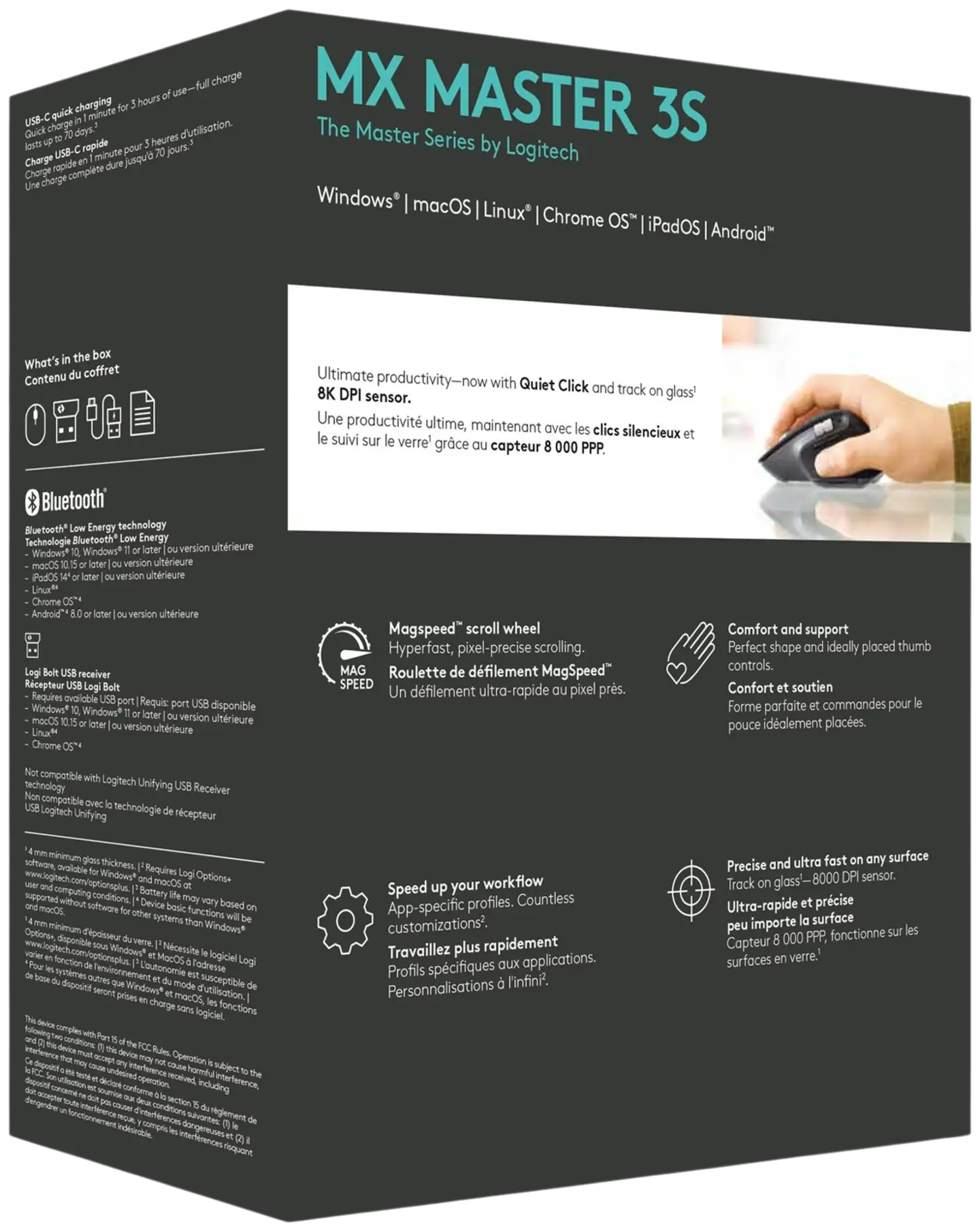 LOGITECH MX Master 3S Performance Wireless Mouse - GRAPHITE - 9