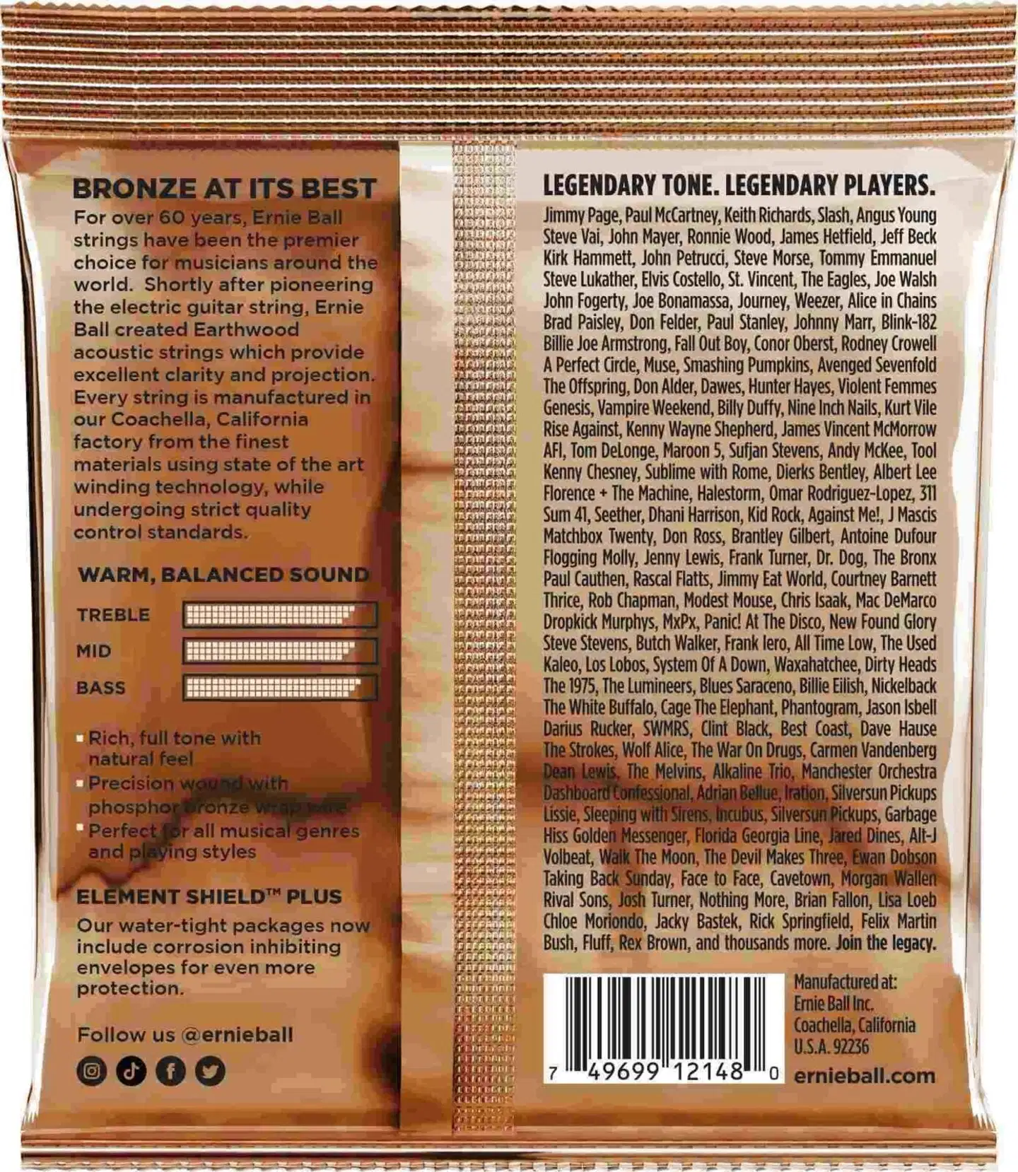 Ernie Ball teräskielisen akustisen kitaran kielet phosphor bronze 11-52 - 2