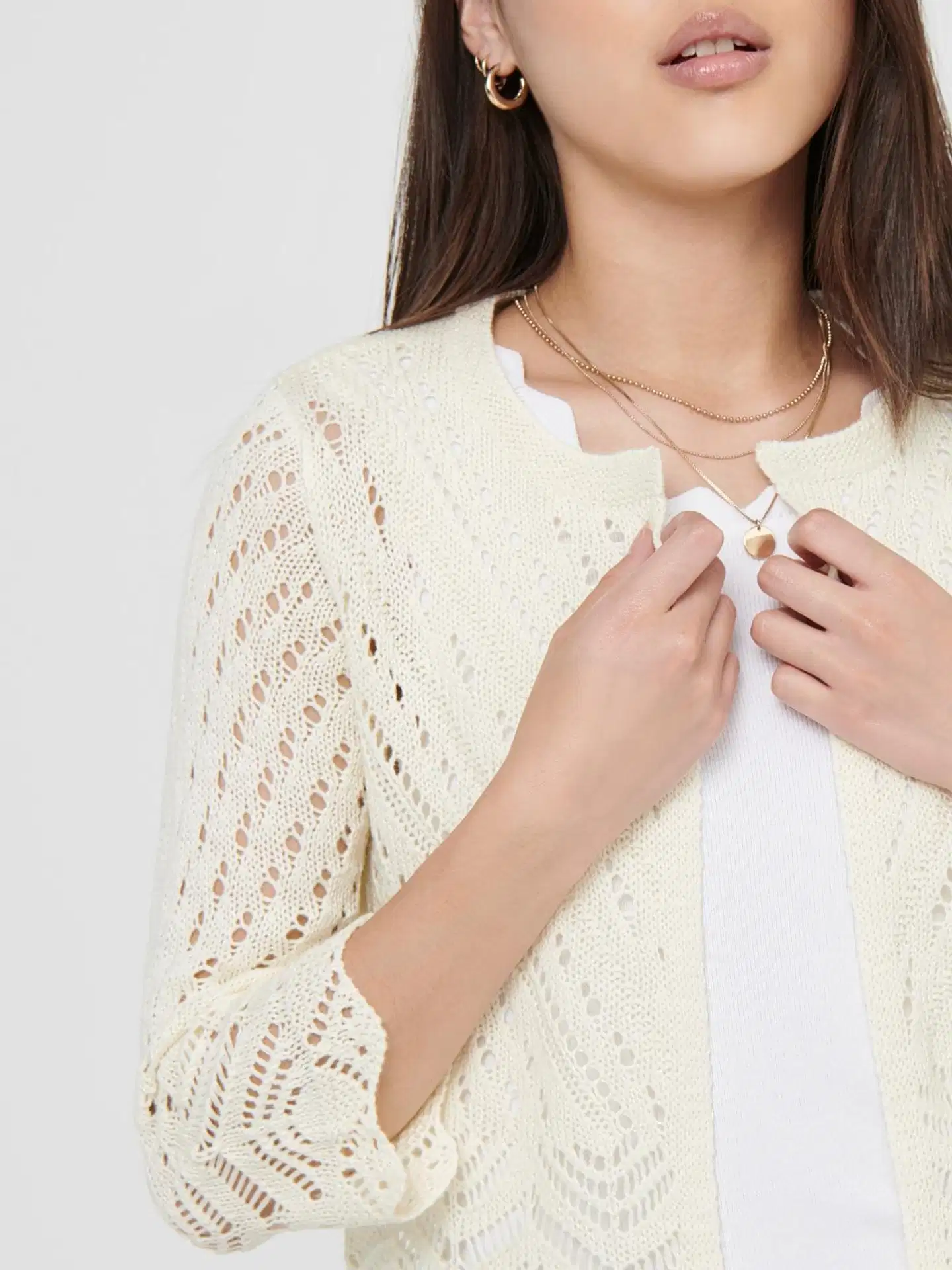 JDY naisten neulebolero Jdysun - Eggnog - 7