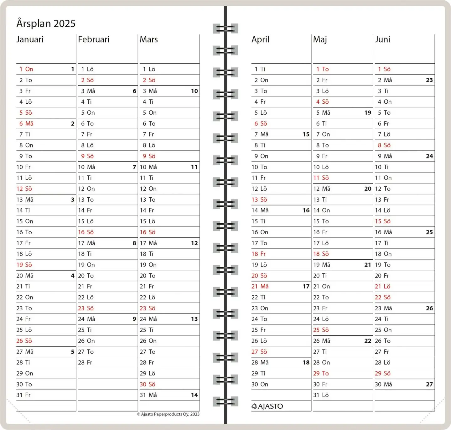 Fickkalender Agenda, svenskspråkig, silver - 2