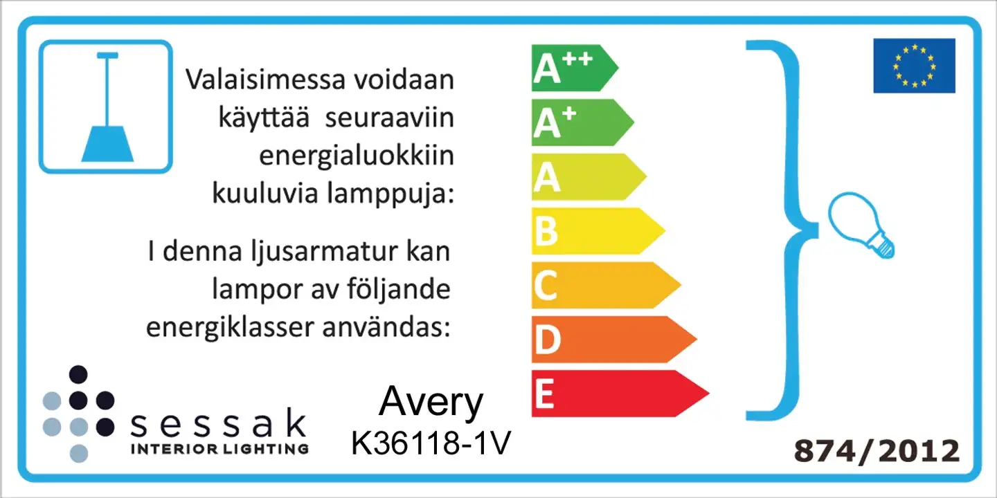 Sessak riippuvalaisin Avery valkoinen K36118-1V - 2