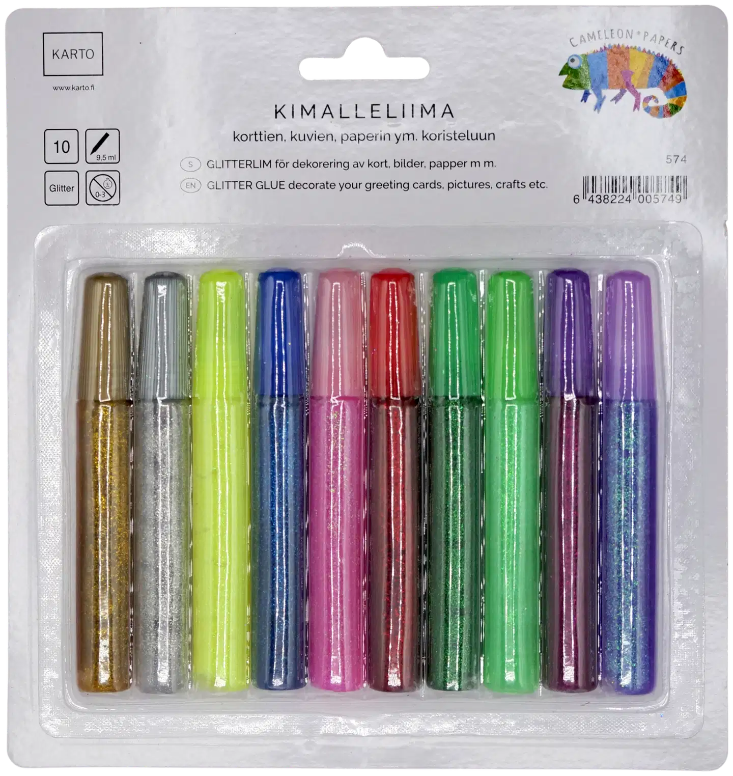 Karto kimalleliima 10 värisävyn pakkaus