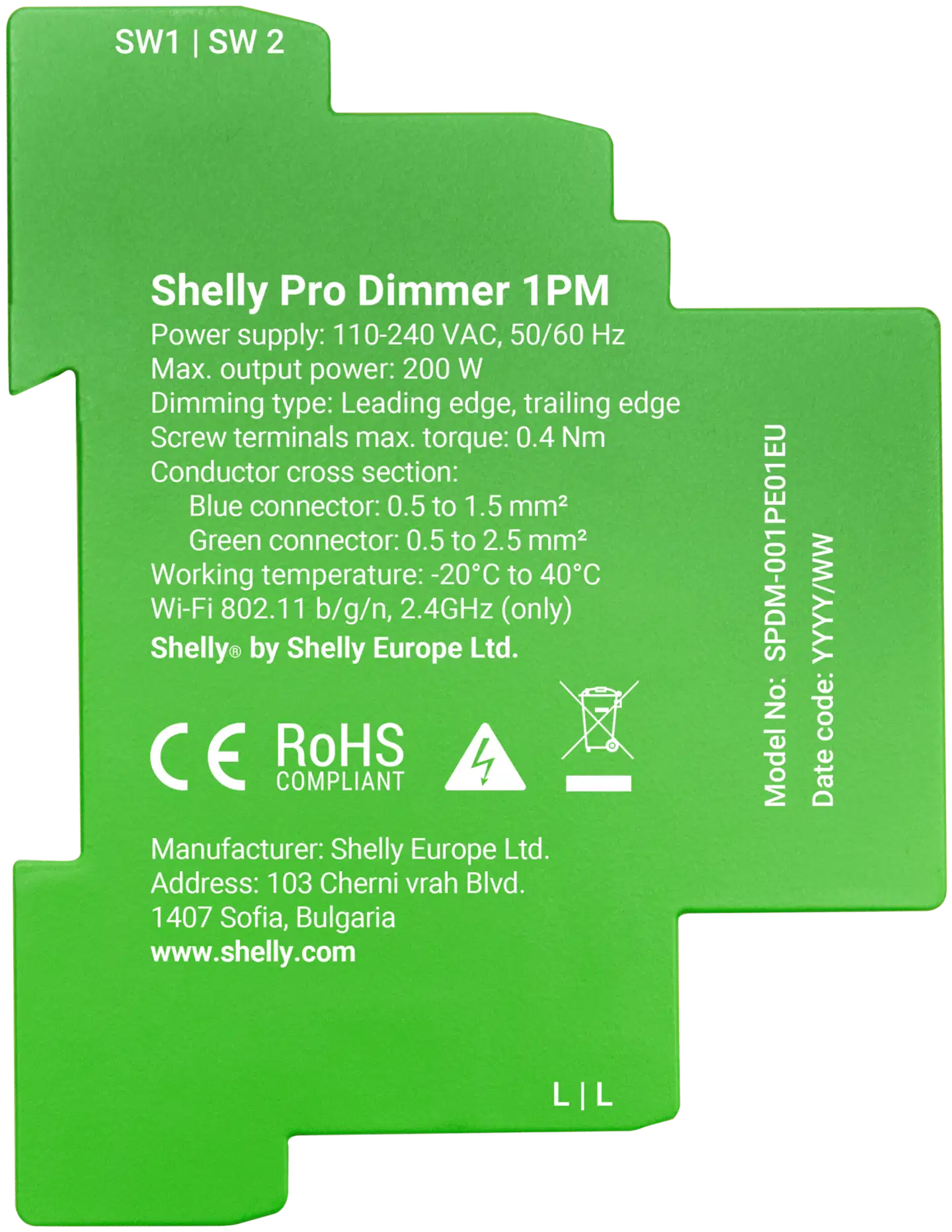 Shelly Pro Himmennin 1PM - 3