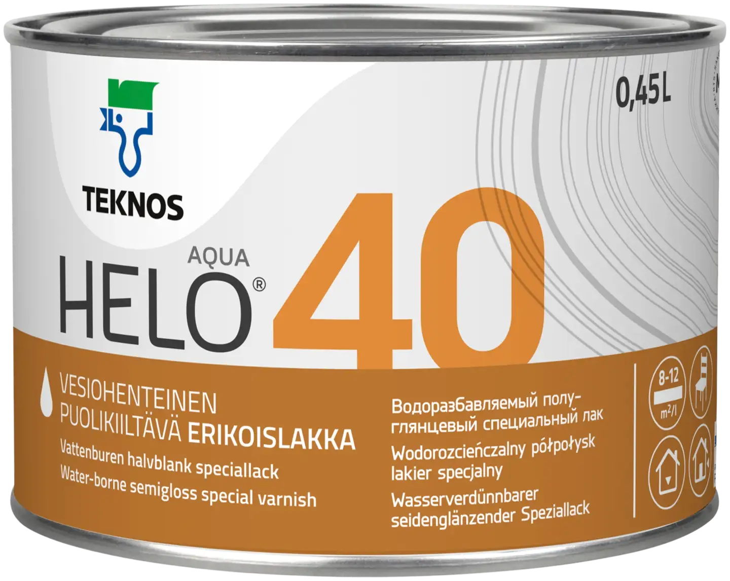 Teknos erikoislakka Helo Aqua 40 0,45 l väritön sävytettävissä puolikiiltävä