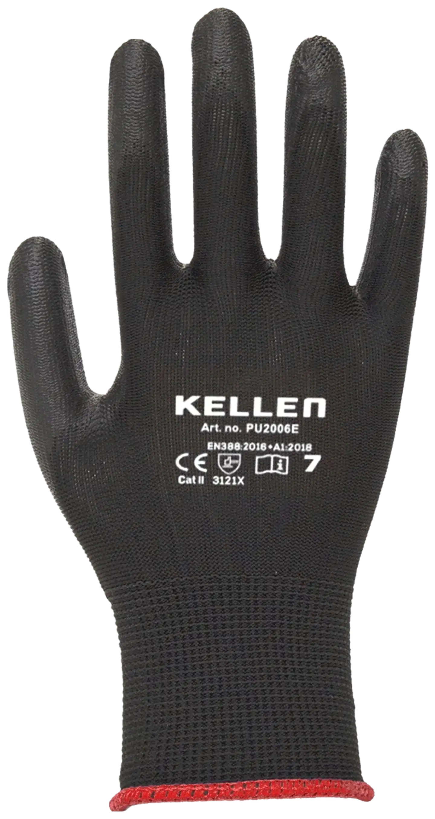 Kellen työkäsine PU-pinnoite PU2006E - MUSTA