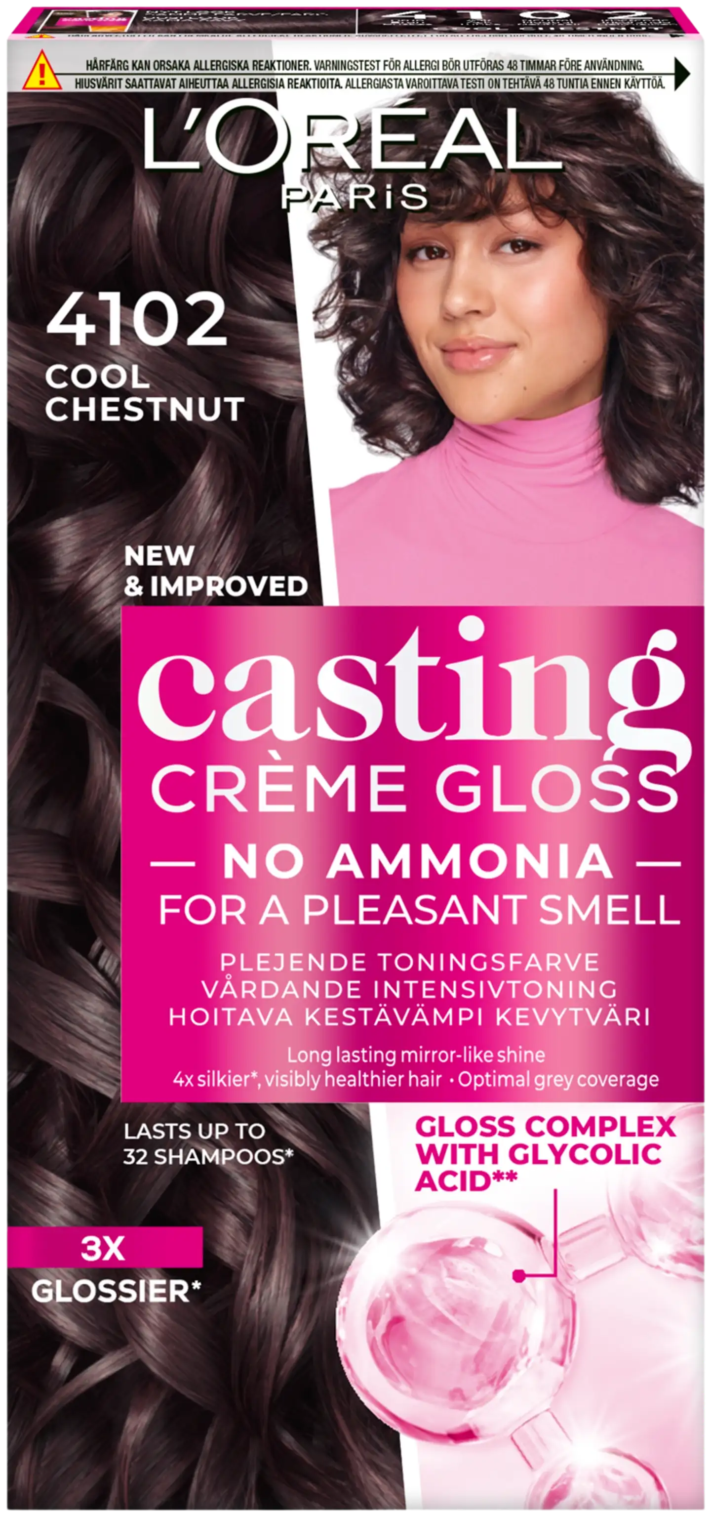 L'Oréal Paris Casting Crème Gloss 4102 Keskiruskea Tuhka Neutraali Helmiäinen kevytväri 1kpl - 1