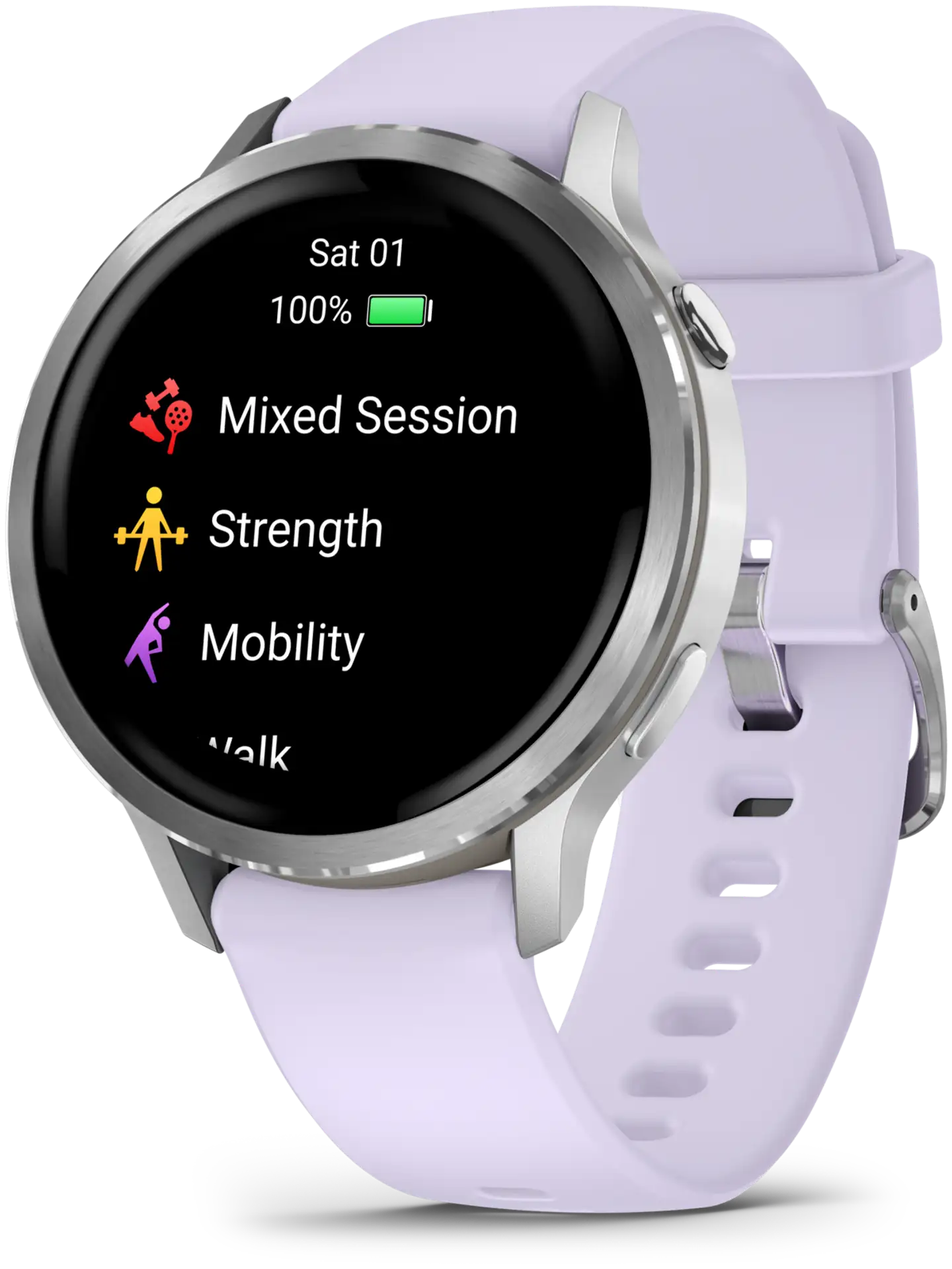 Garmin älykello Venu 4 – 41 mm, hopeanvärinen ja sinivioletti silikonihihna - 2