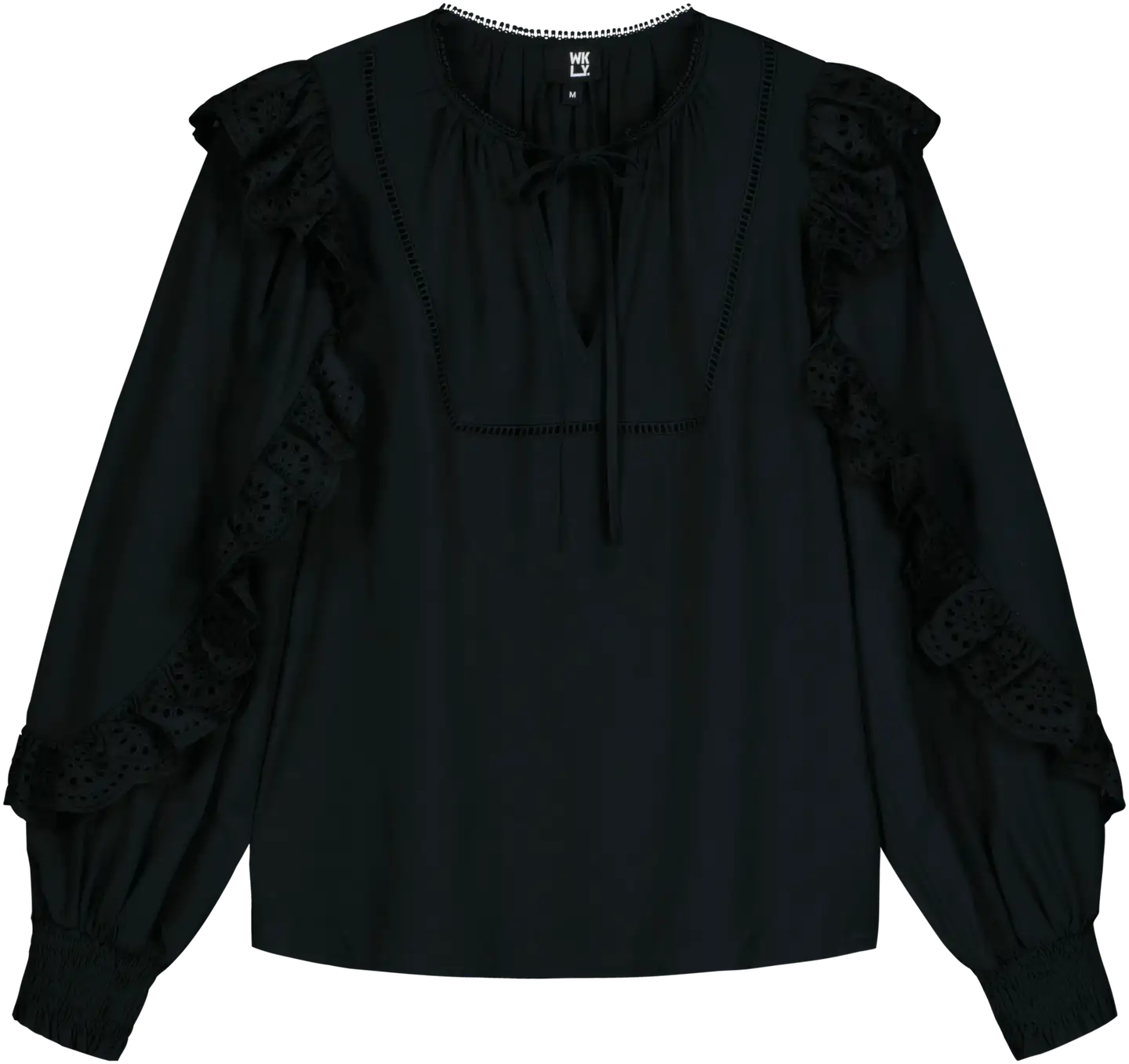 WKLY. naisten frillapusero 228W340714 - BLACK - 1