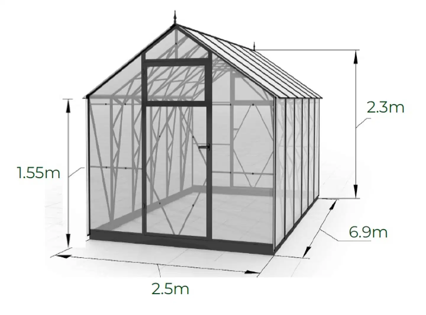 Ecoslider kasvihuone Lux 2.5 X 6.9 - 4