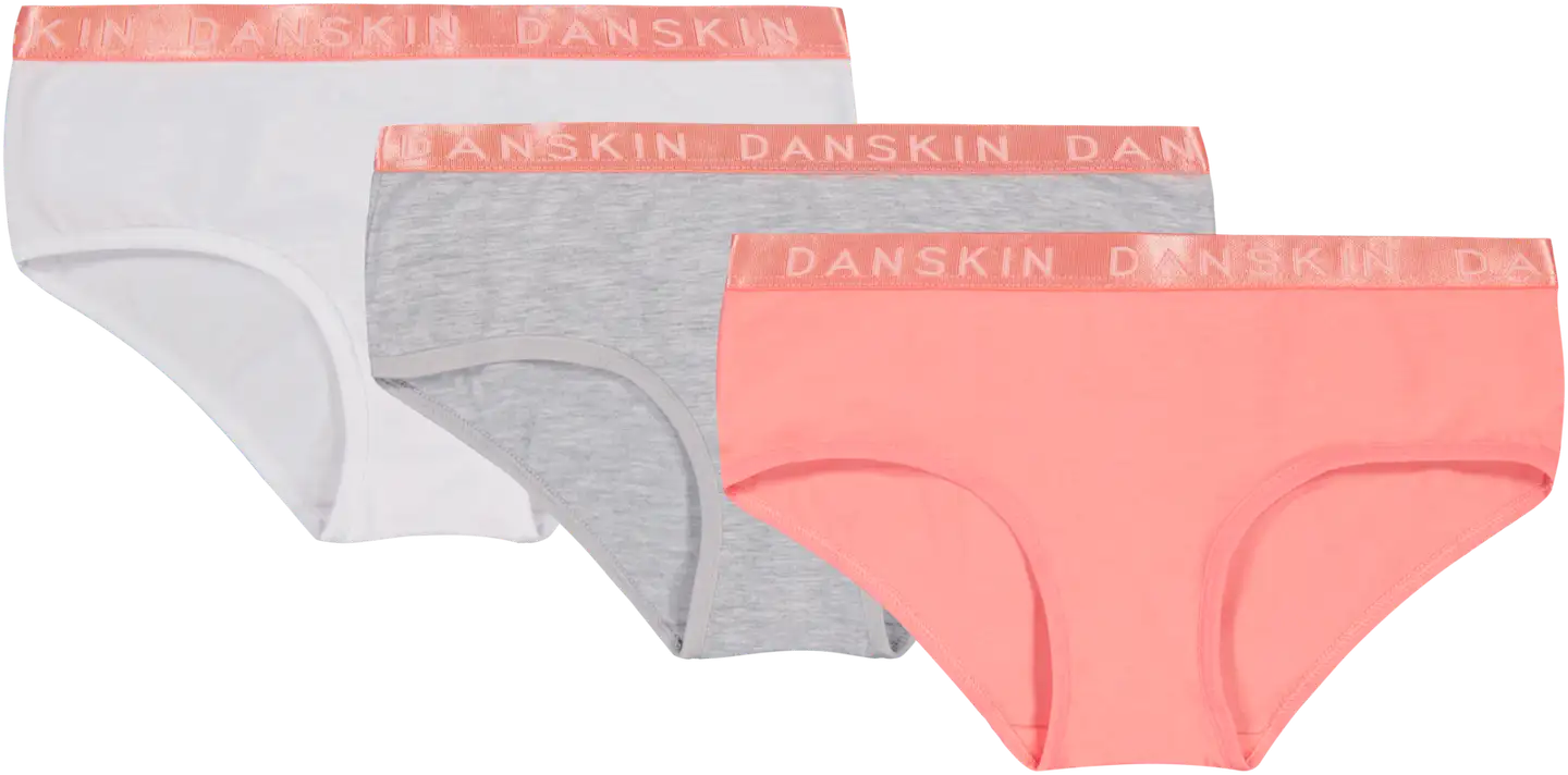 Danskin lasten alushousut 93772 3-pack - white/coral/l.grey - 1