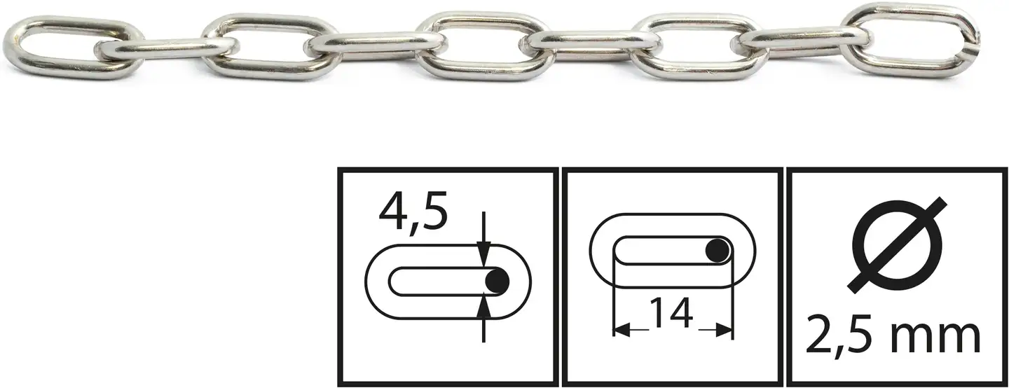 Habo koristeketju 250-3 niklattu 2m - 1