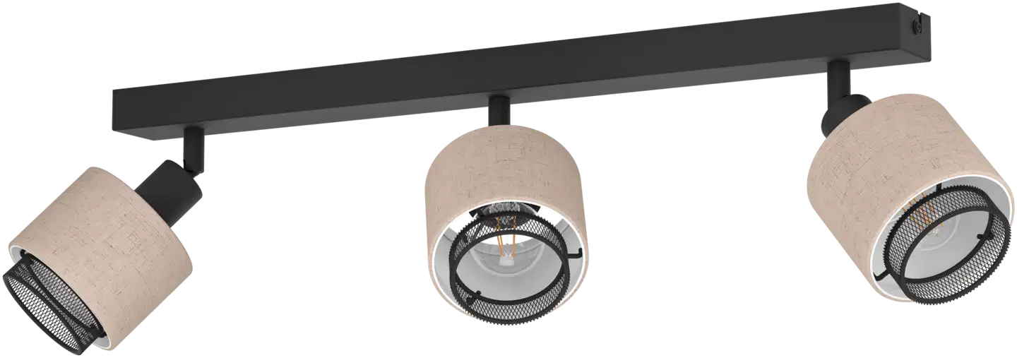 EGLO kattospotti 3-os. Rosley E14 musta/pellava - 1