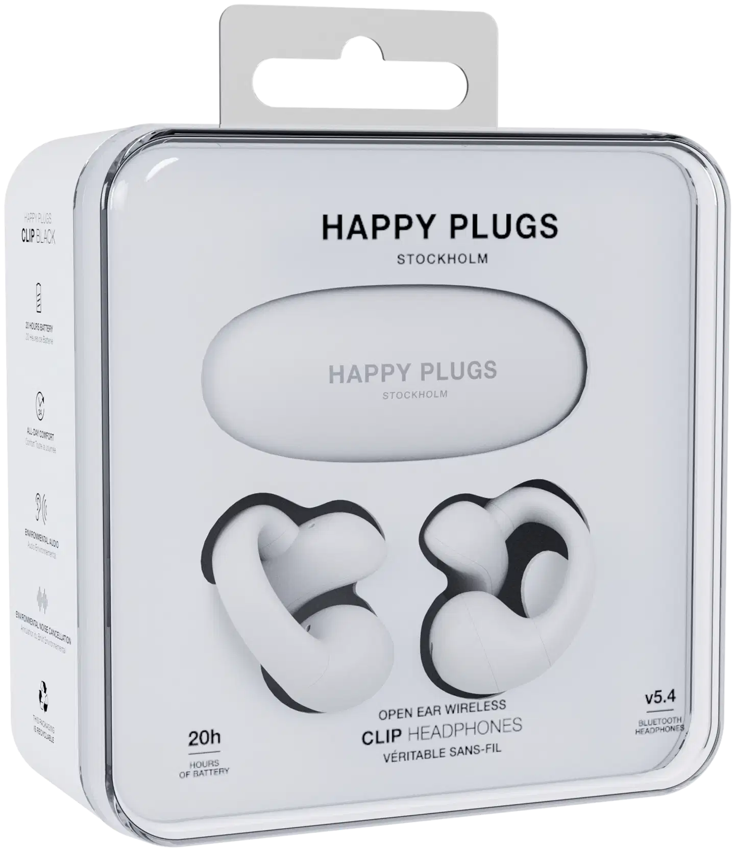 Happy Plugs langattomat avoimet nappikuulokkeet Clip, valkoinen - 4