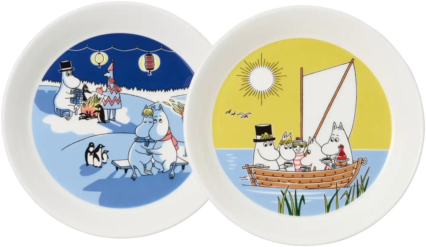 Moomin Arabia lautaset Talvinuotio & Purjehtien - 1