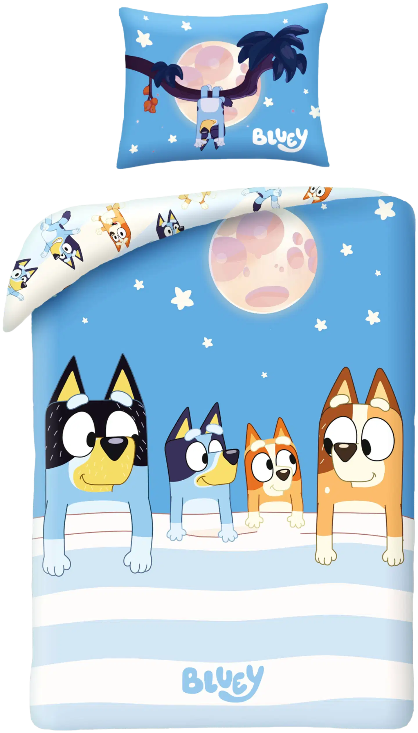 Lasten pussilakanasetti Bluey 150x210+50x60 cm