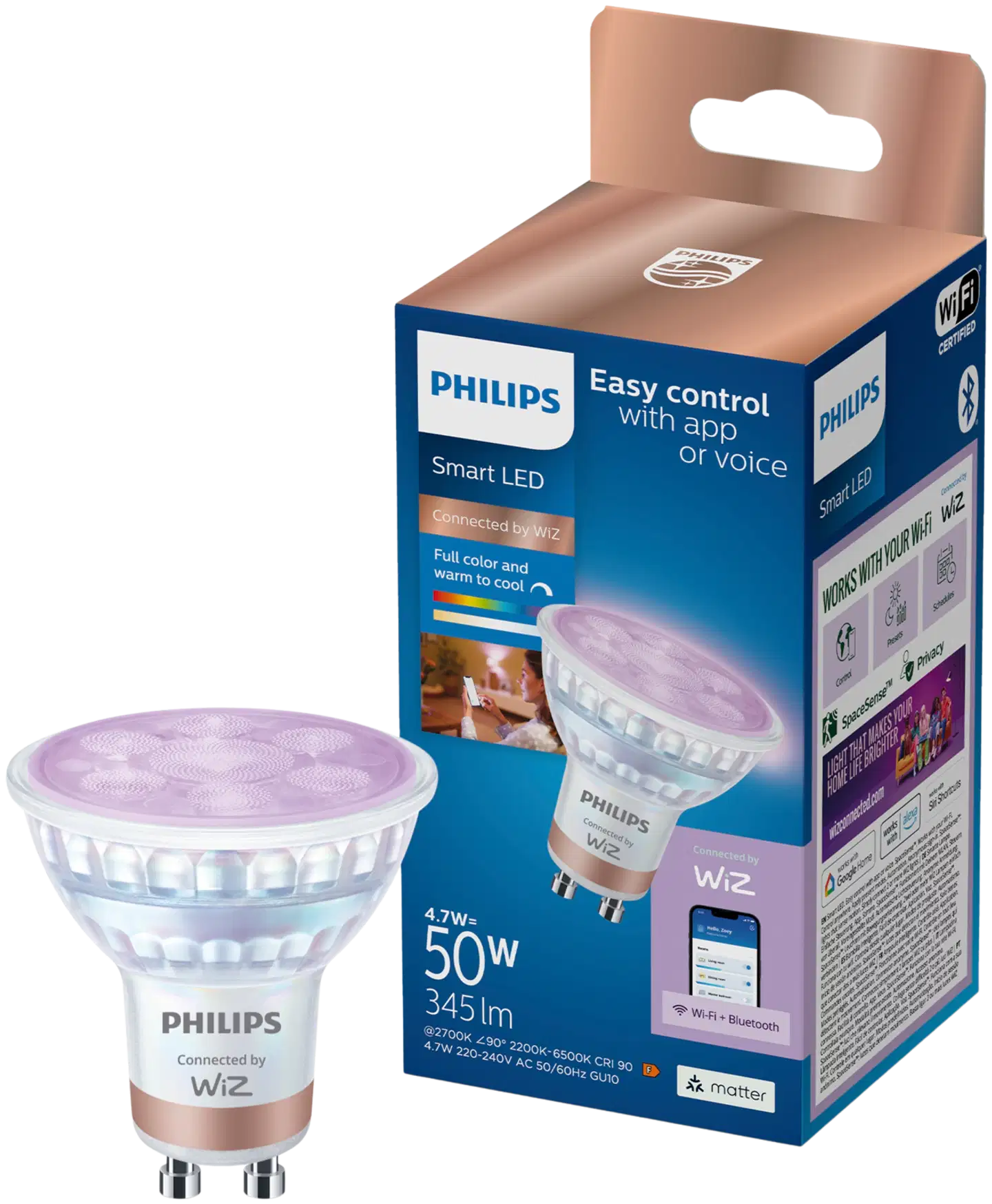 Philips Smart Lighting LED-filamenttilamppu 5W GU10 2200-6500K 400lmRGB - 1
