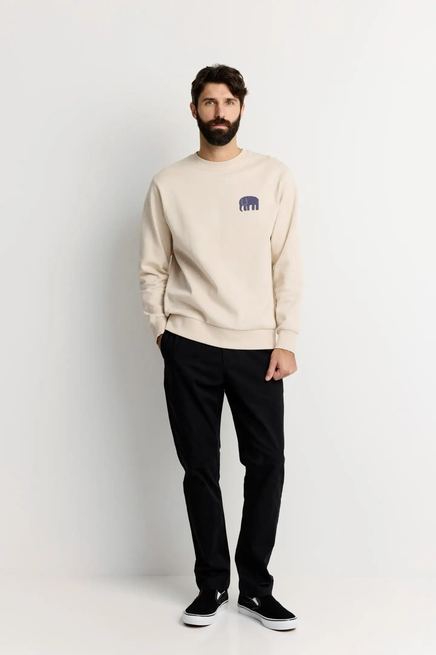 Finlayson miesten collegepusero Elefantti - Off white - 2