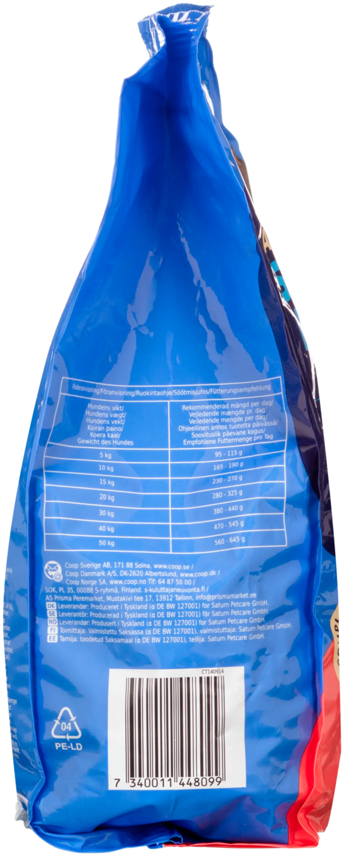 Coop puolikostea ruoka sis. nautaa ja kasviksia täysikasvuisille koirille täysrehu 1,5 kg - 2