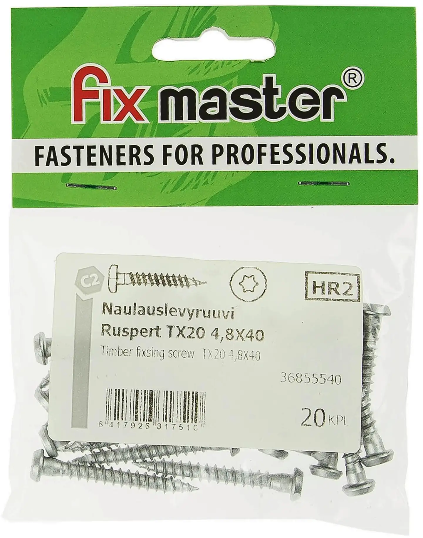 Fix Master naulauslevyruuvi ruspert-pinnoitettu torx20 4,8X40 20kpl