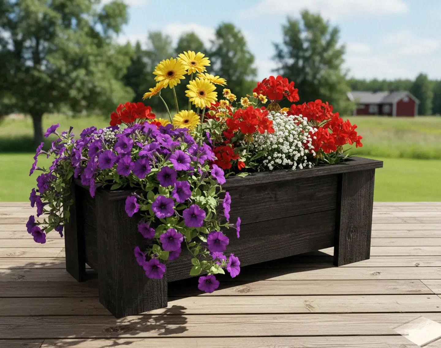 Miljöökoriste kukkalaatikko suorakaide harmaa 70x28cm korkeus 25cm - 7