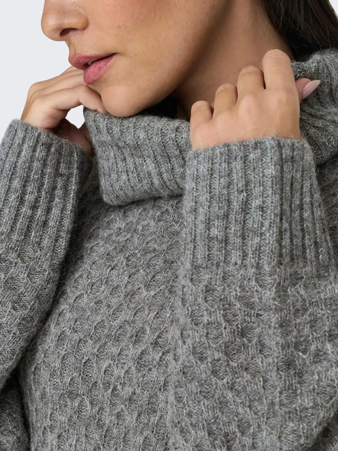 JDY naisten tyylikäs palmikoitu neulemekko Jdybigum - Medium Grey Melange - 8