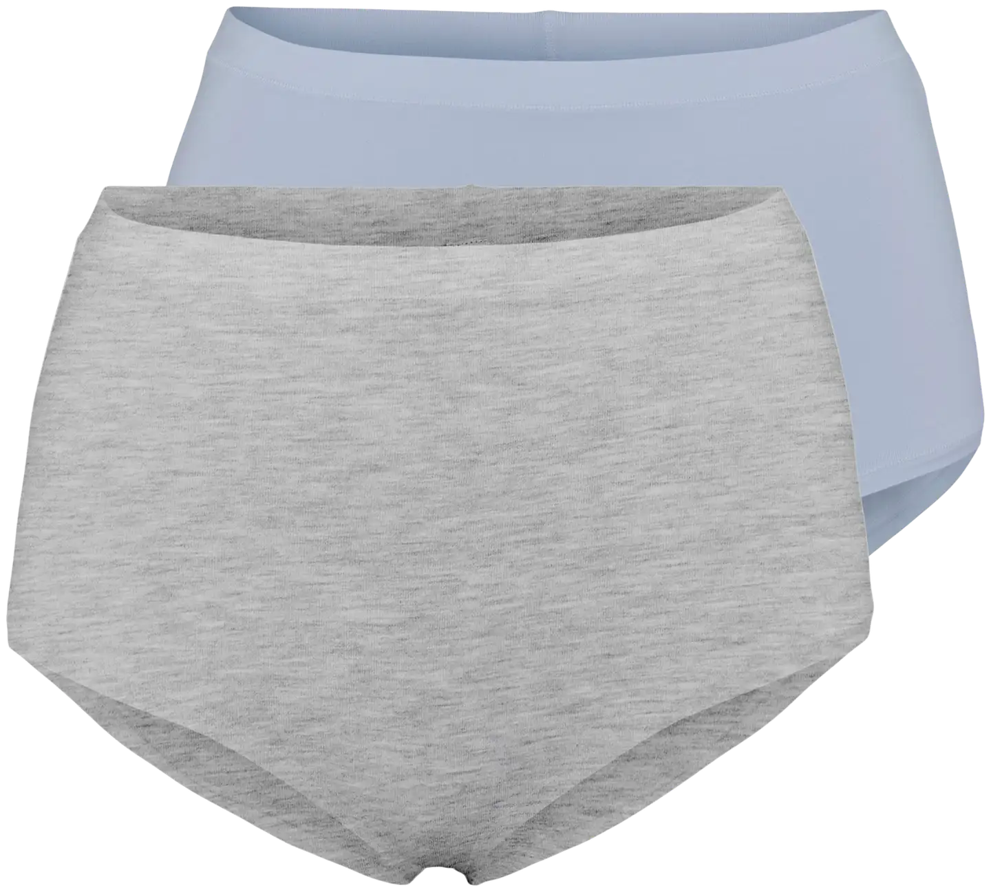 Pierre Robert naisten High Waist puuvilla alushousut 2-pack - Grey Melange and Light Blue - 1