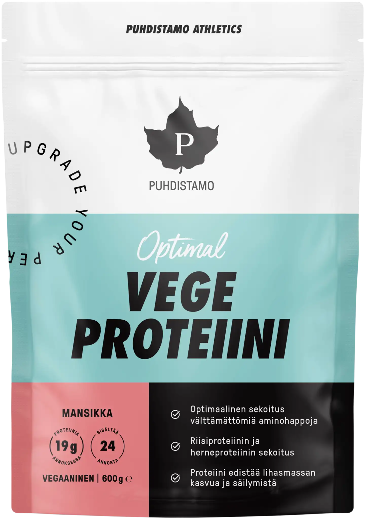 Puhdistamo Athletics Optimal Vege proteiinijauhe Mansikka 600 g