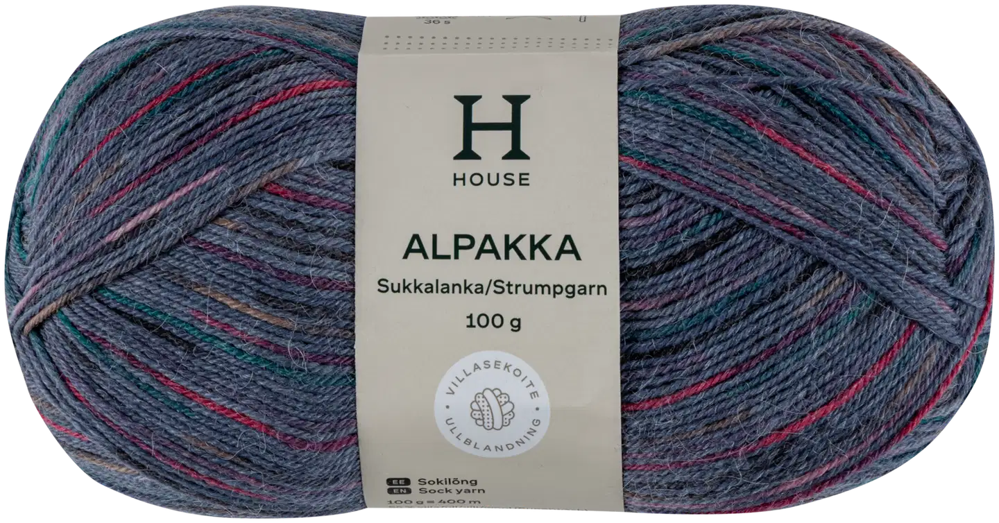 House sukkalanka Alpakka 100g CNE-1520 pink/blue/black stripes - 1