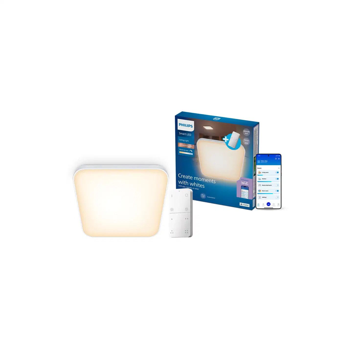 Philips Smart Lighting kattovalaisin neliö 18W  valkoinen säädettävä kaukosäätimellä - 2