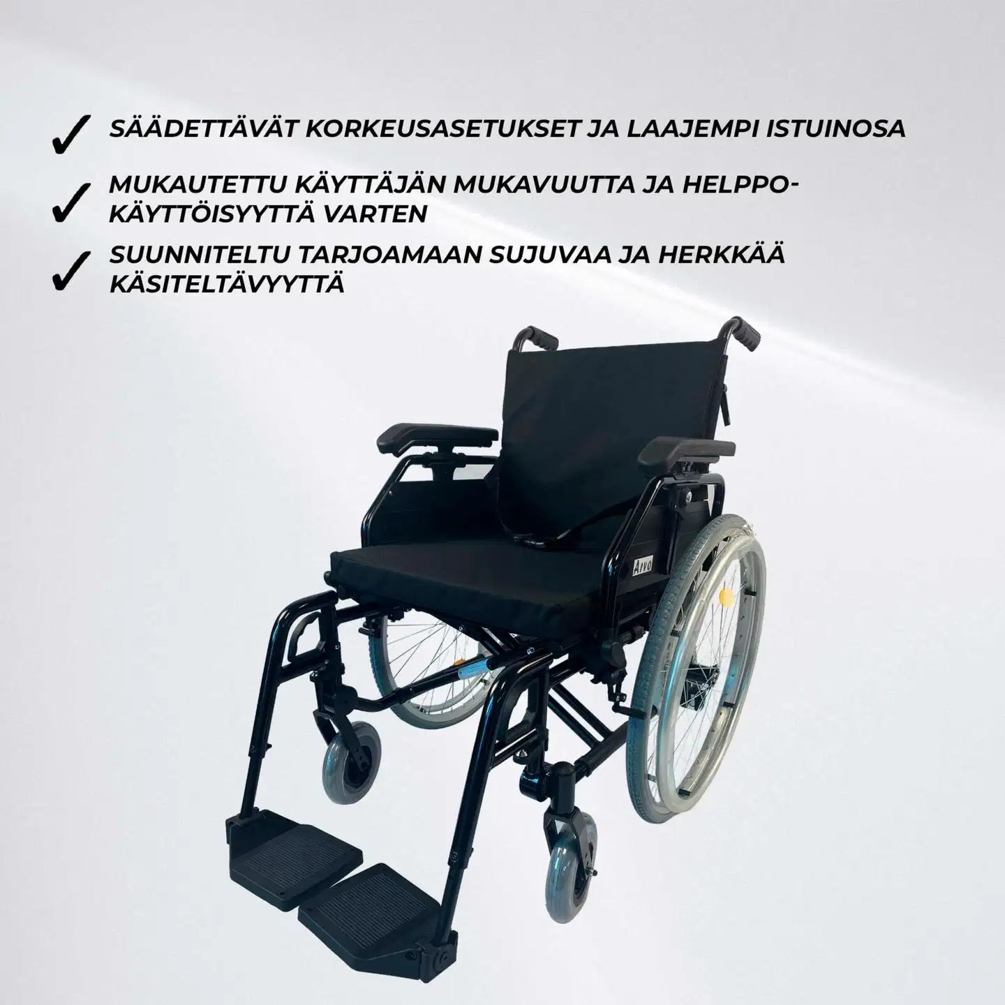 Arvo pyörätuoli premium, musta - 8