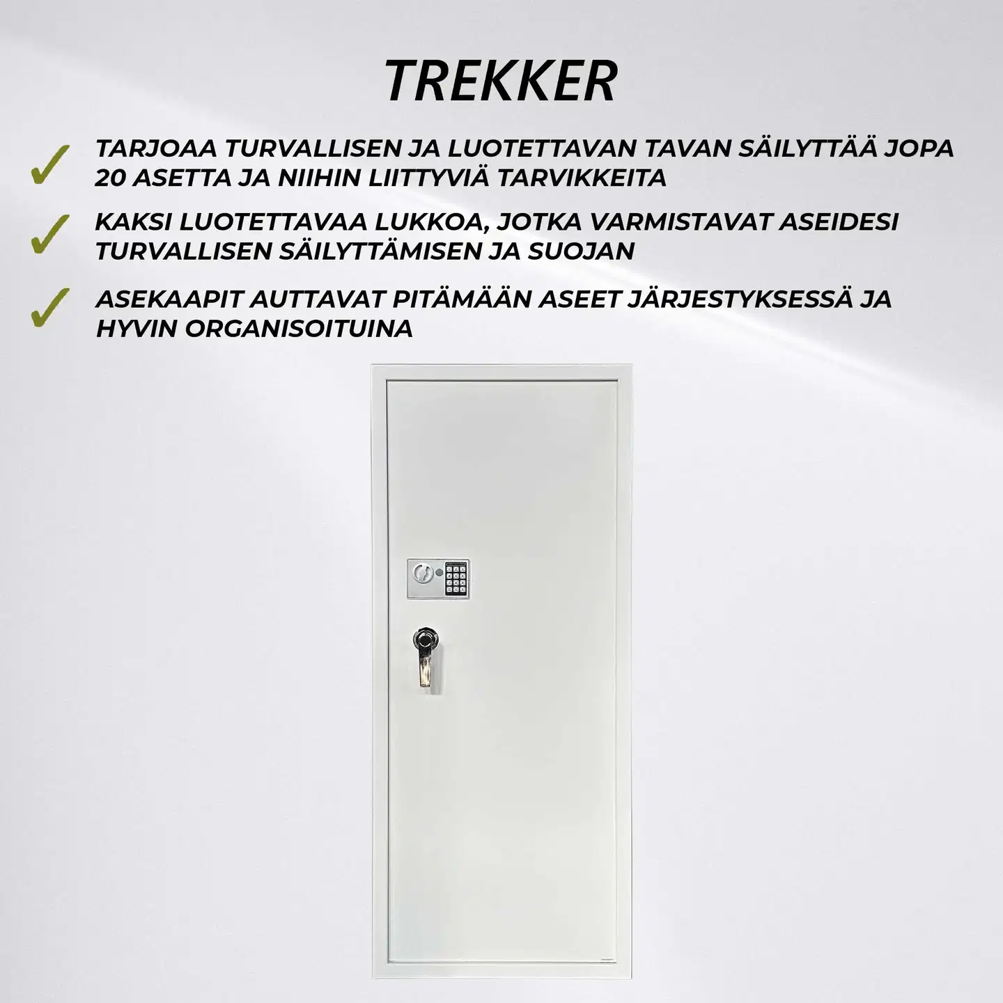Trekker Asekaappi 20-Asetta AS2000, Valkoinen, Digitaalilukolla - 3