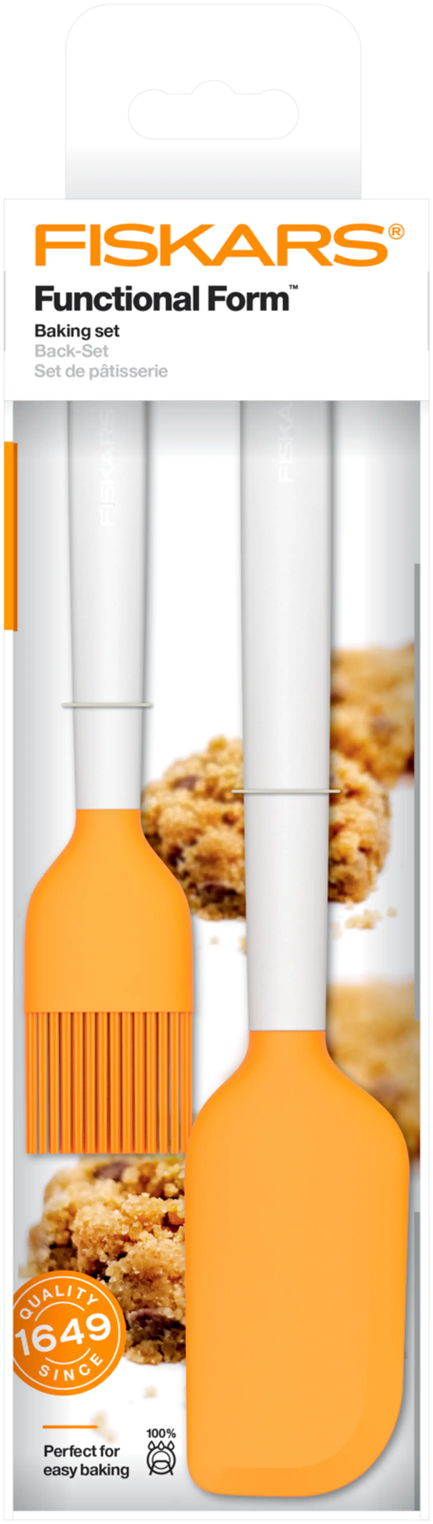 Fiskars Functional Form leivontasetti 2 osaa (taikinakaavin ja silikonisuti)