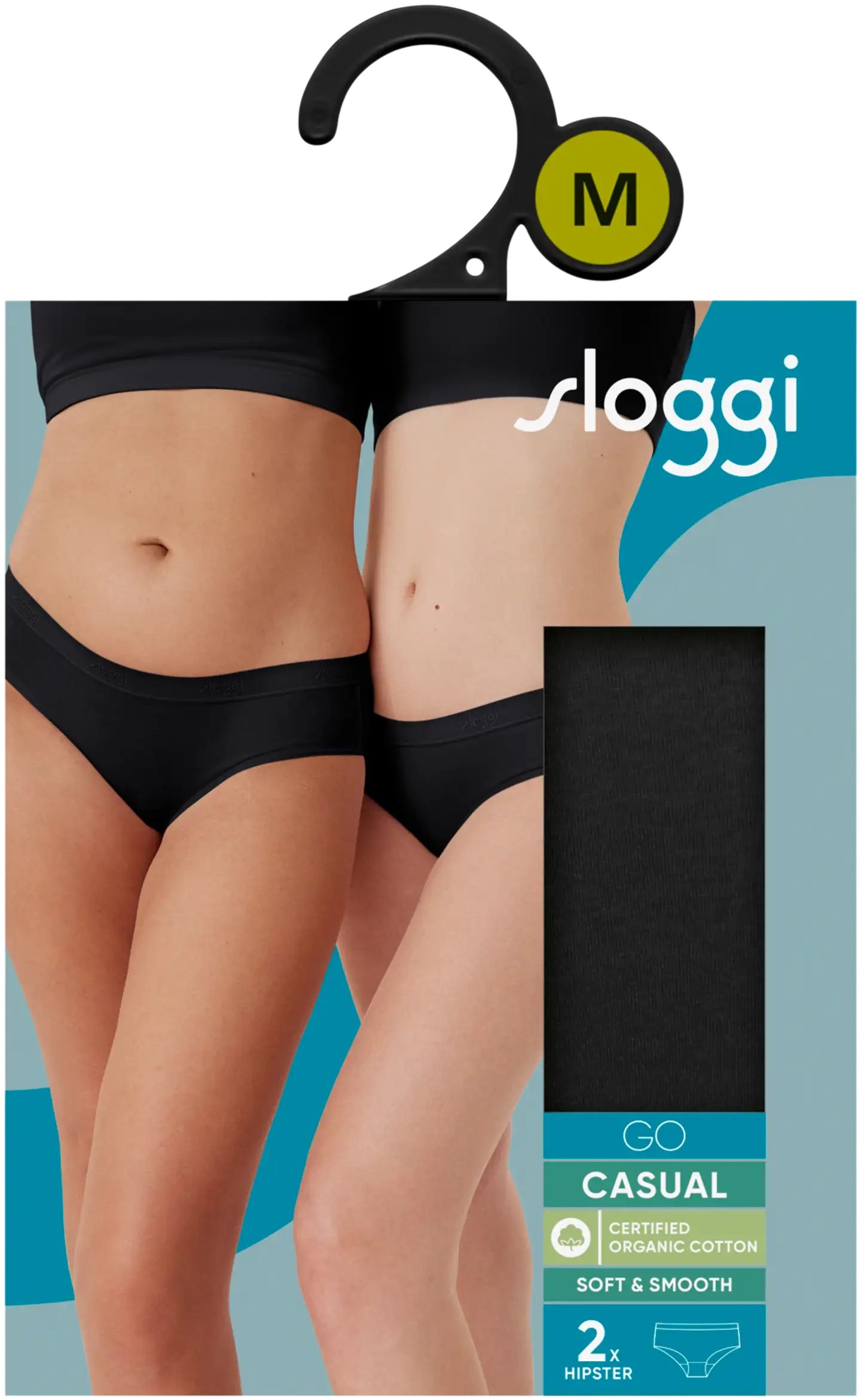 Sloggi naisten hipster alushousut go casual h 2-pack - BLACK - 8