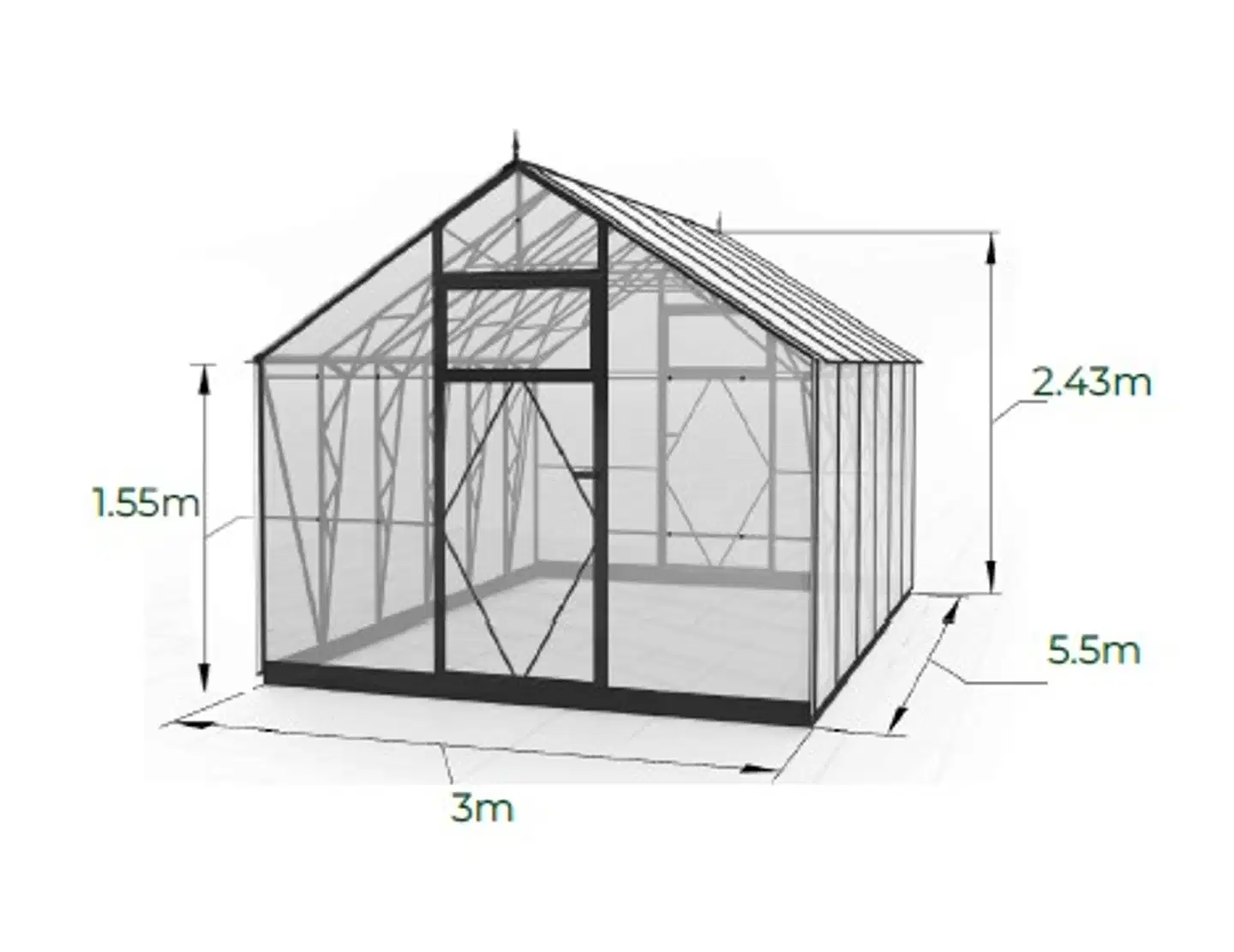 Ecoslider kasvihuone Lux 3.0 X 5.5 - 4