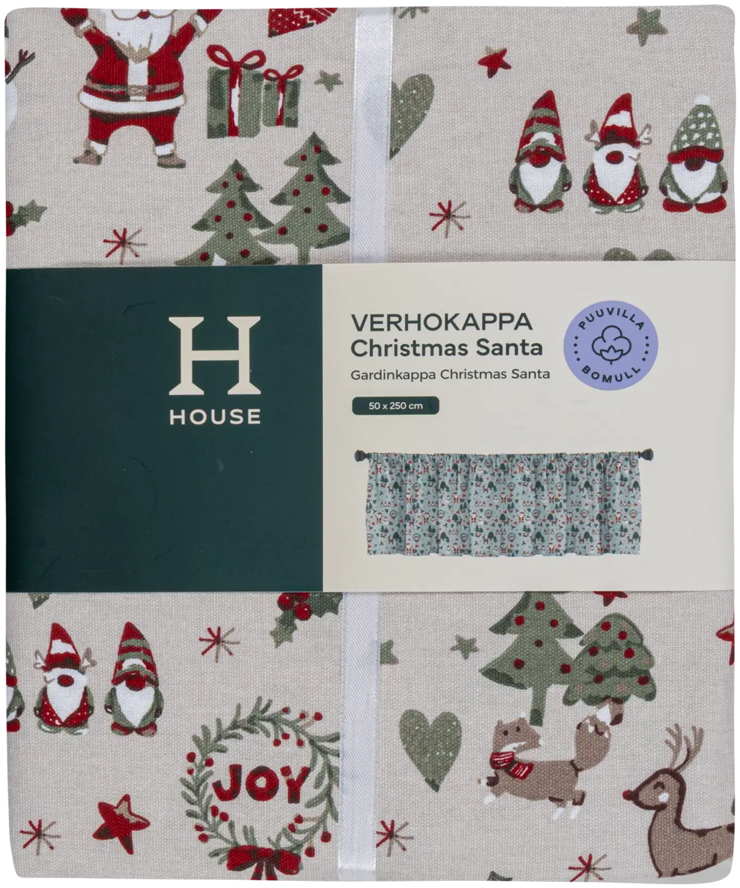 House verhokappa Christmas Santa 250x50 cm harmaa - 2