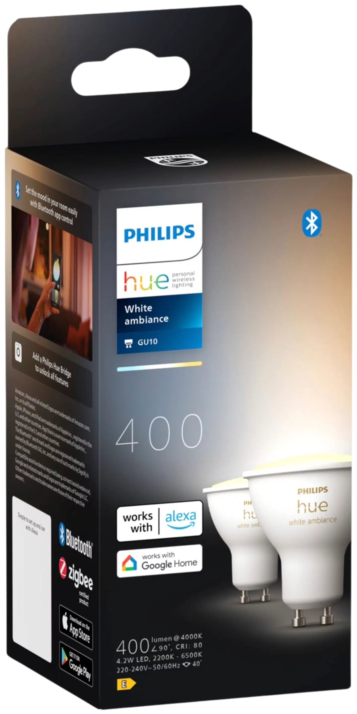 Philips Hue GU10 kohdelamppu 4.2W 2200-6500K 400LM lämmin valkoinen 2 kappaletta - 2