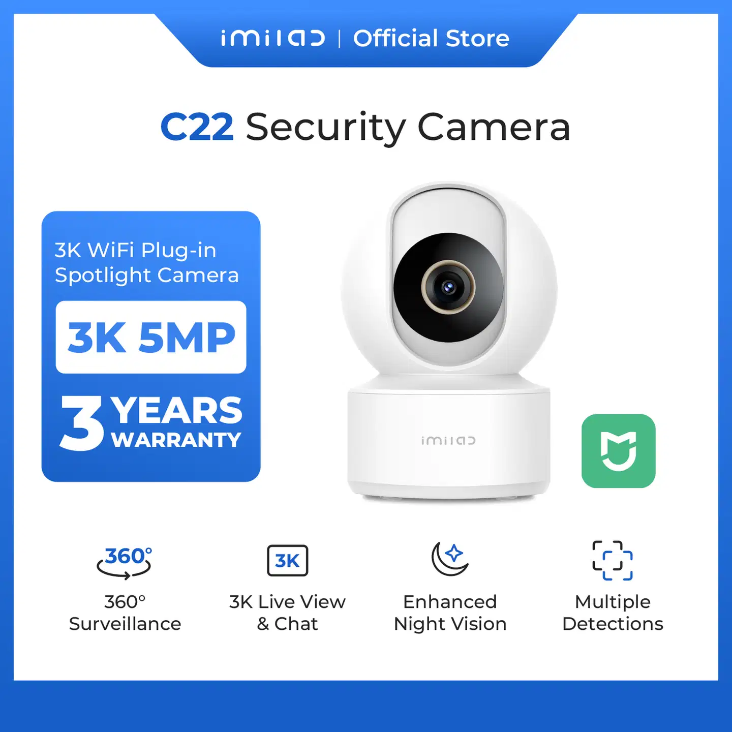 Imilab C22 3K WiFi -valvontakamera sisäkäyttöön CMSXJ60A - 10