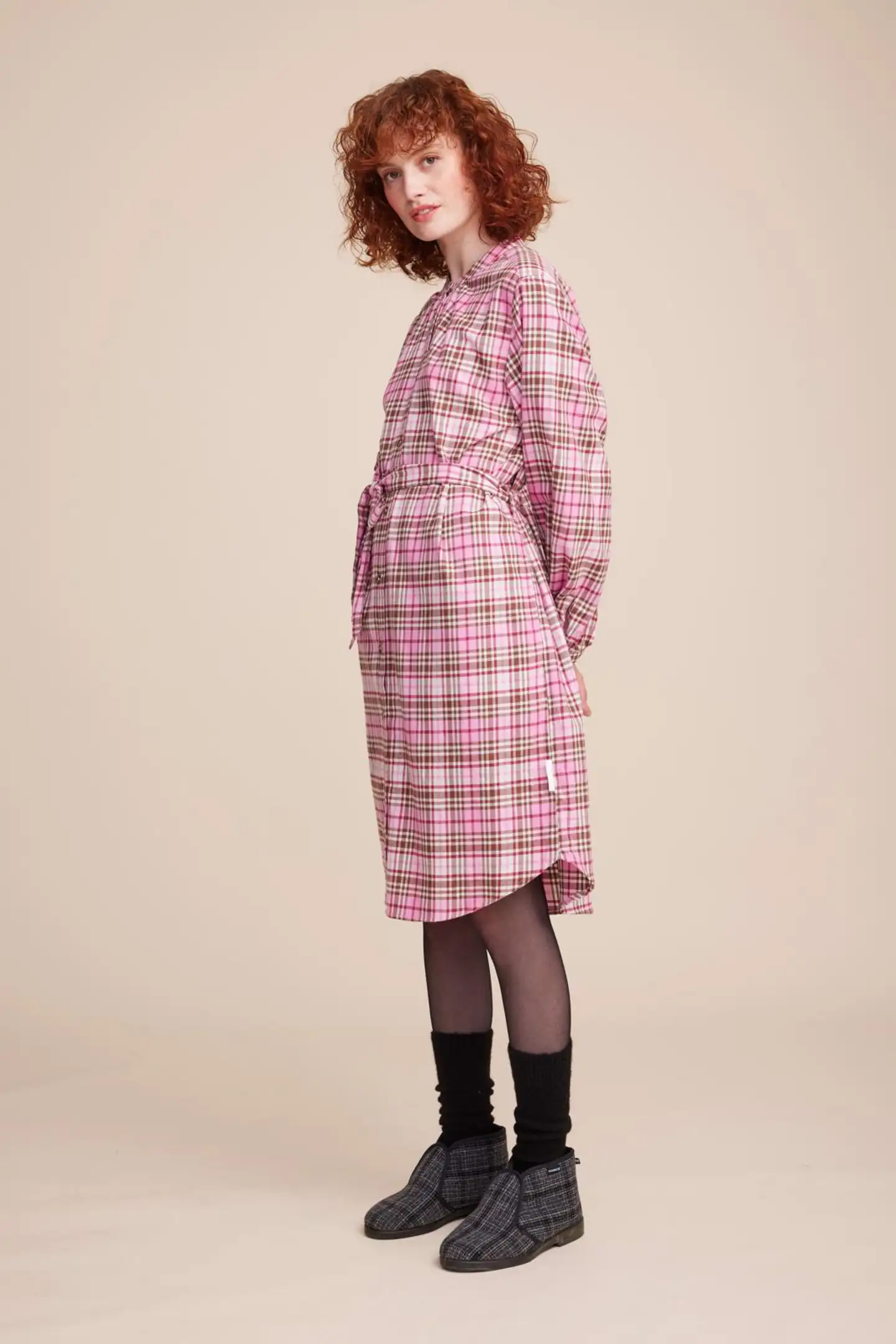 Reino&Aino naisten flanellimekko - reino pink check - 10