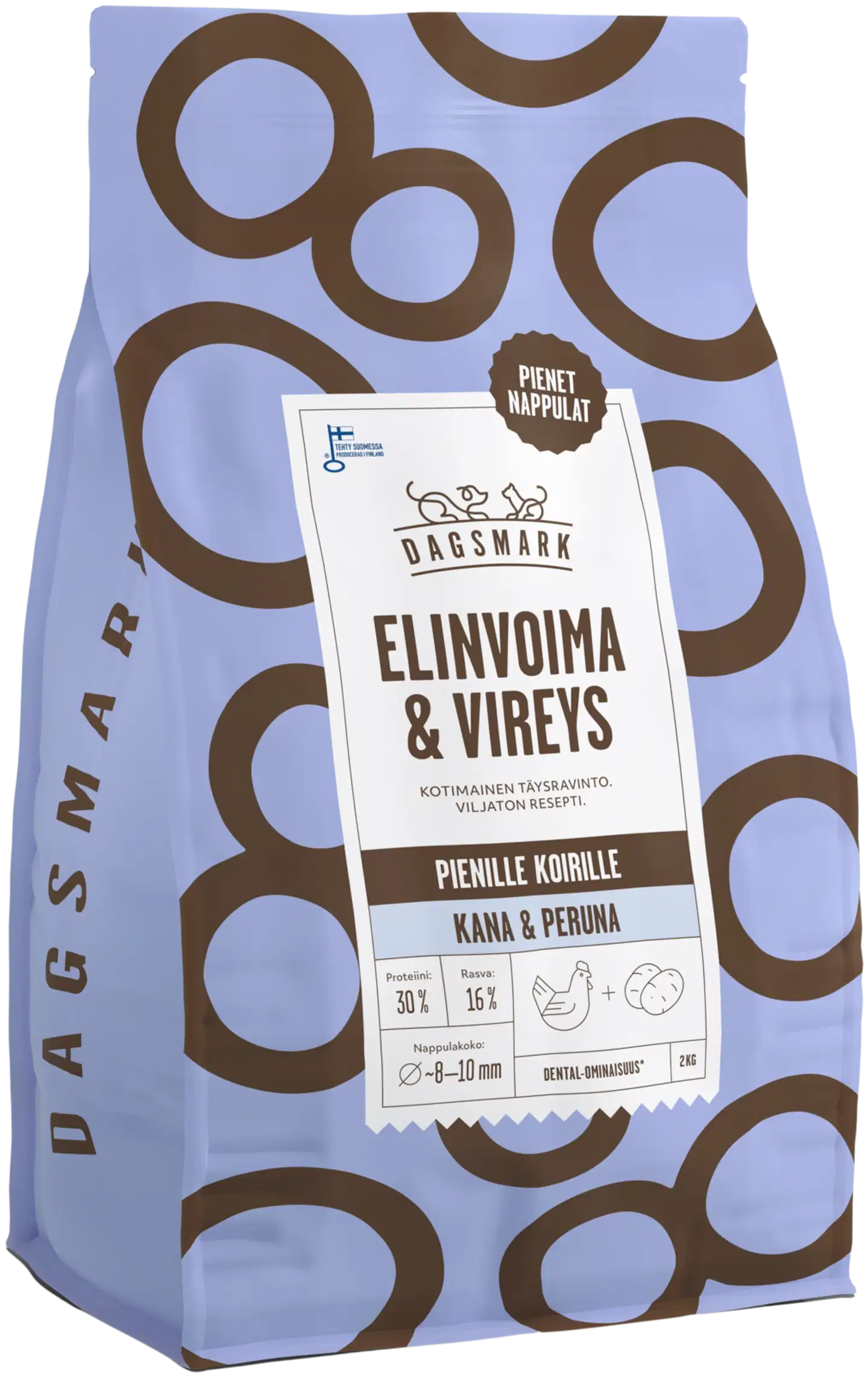 Dagsmark ELINVOIMA & VIREYS koiran kuivaruoka viljaton kana-peruna 2 kg