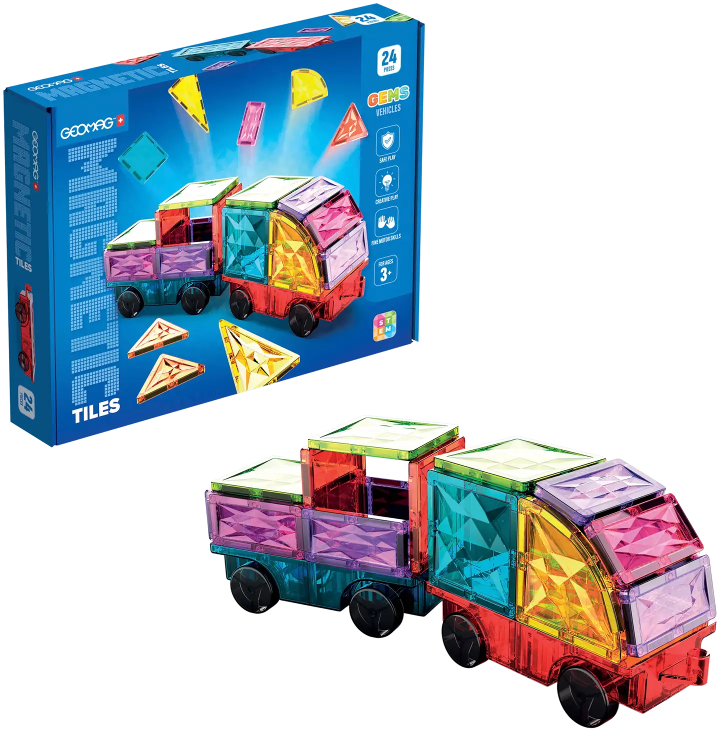 Geomag Magnetic Tiles Gems vehicles -rakennussetti - 1