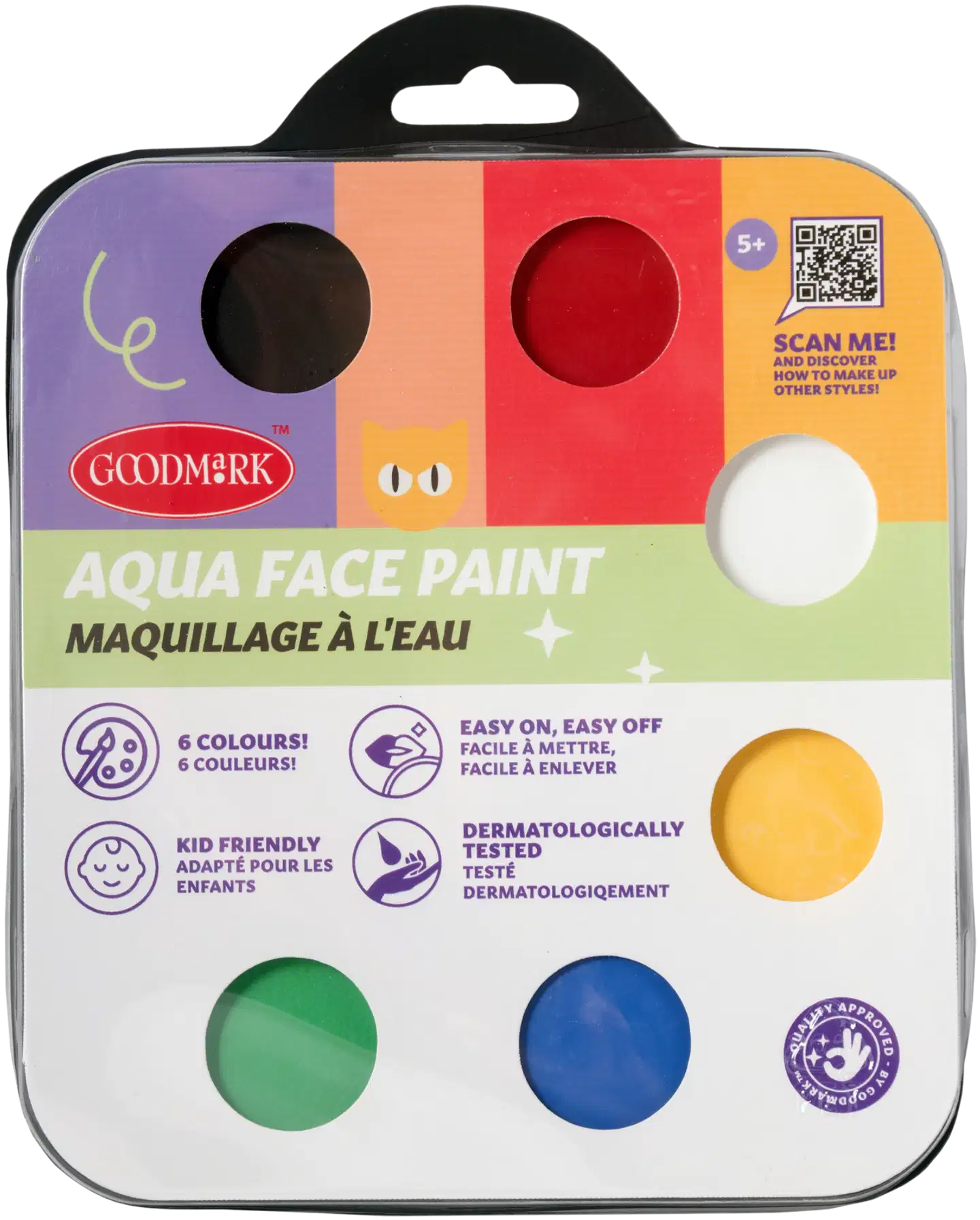 Kasvovärit 6*2 g + sieni