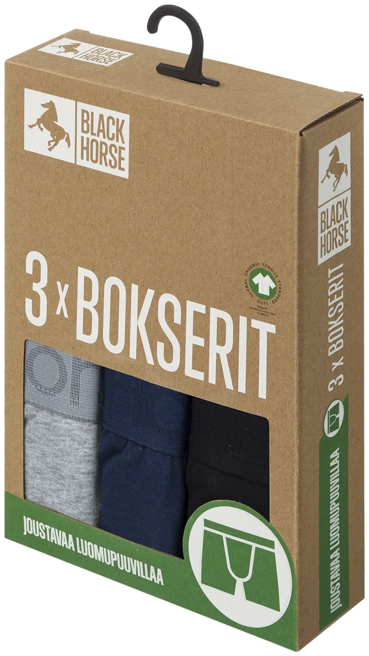 Black Horse miesten bokserit 3-pack I125 - Grey Mel-Navy-Black - 2